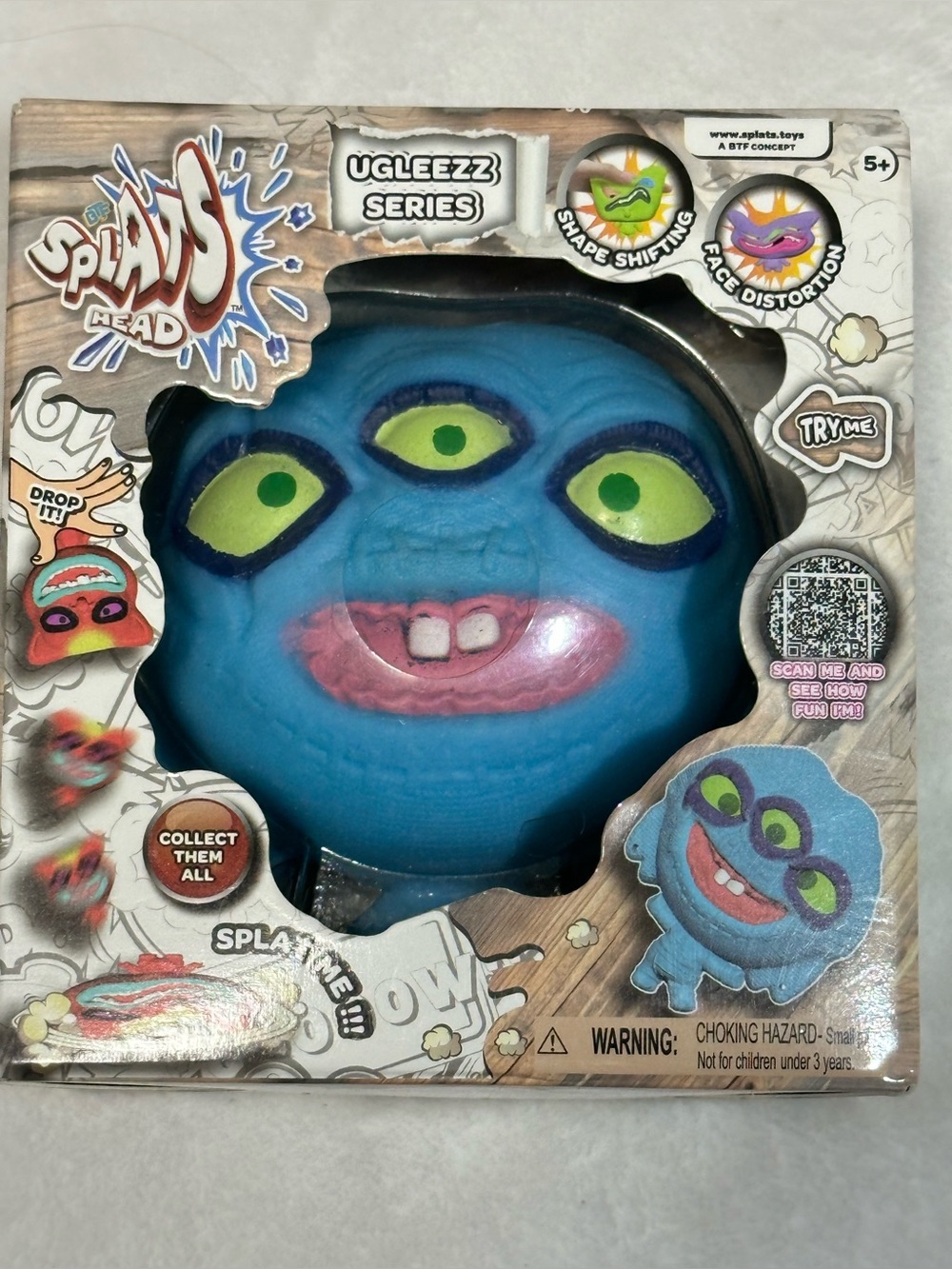 Splats Head Ugleezz Series BlinkieBlue Stretchy Fidget Monster Toy